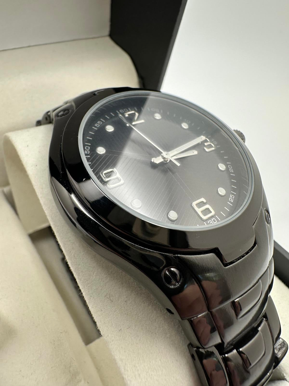 Men’s Black Quartz Watch Stainless Steel Band Japan Movement | Hole Watch Co