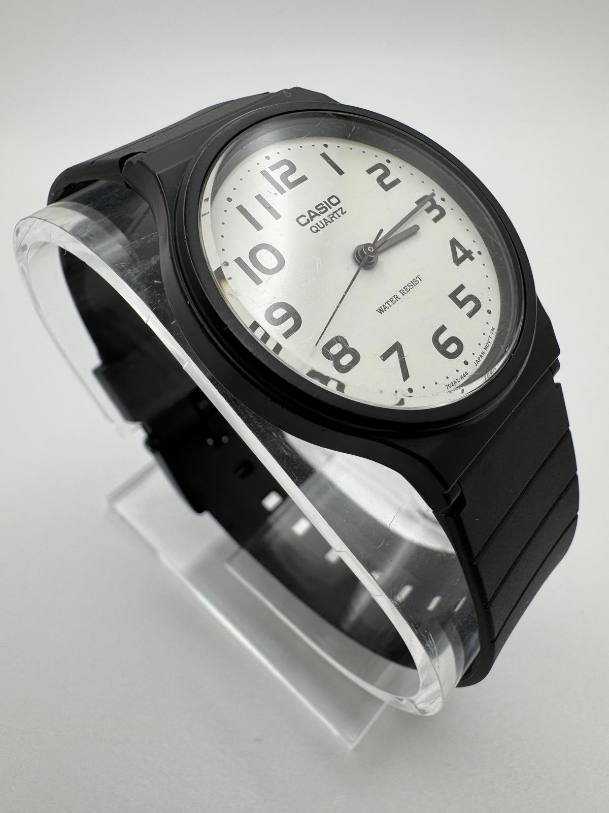 Casio MQ-24 Classic Black Quartz Watch – White Dial Japan Movement New Battery