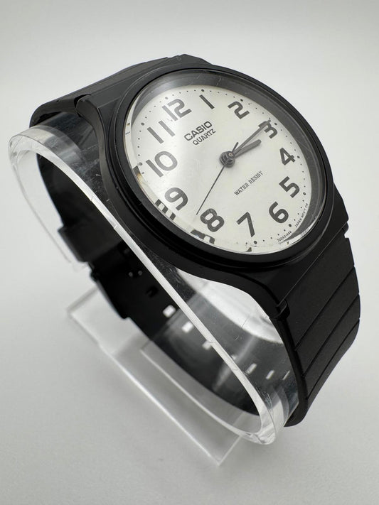 Casio MQ-24 Classic Black Quartz Watch – White Dial Japan Movement New Battery