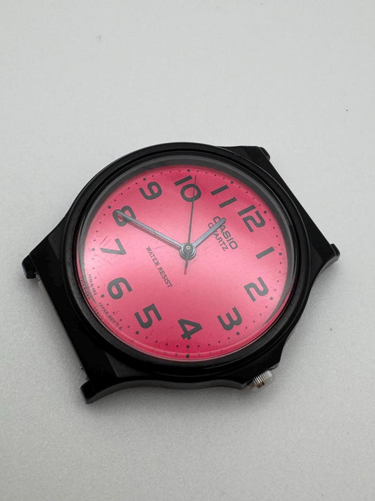 Vintage Casio Quartz Watch – Red/Pink Dial – 36mm – Fresh Battery – Japan Movement, MQ-24