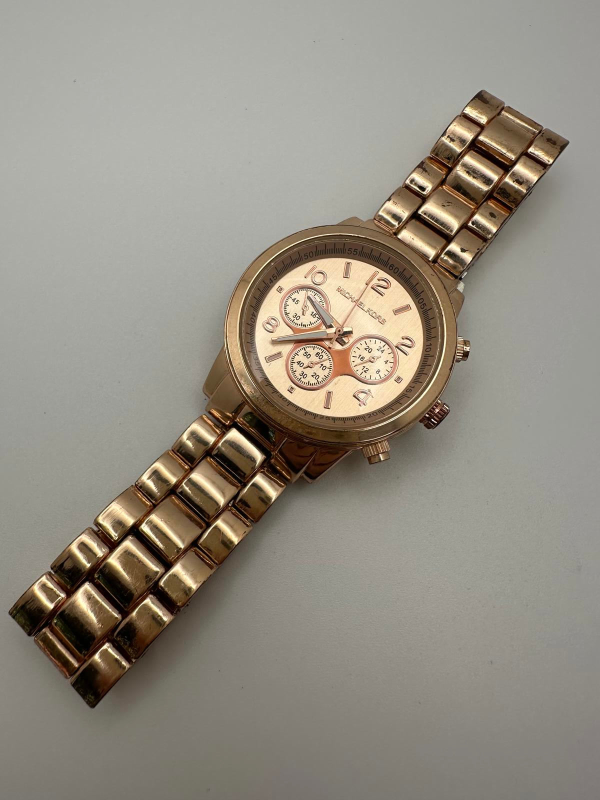 Michael Kors Rose Gold Chronograph-Style Watch – 37.5mm, Quartz, Fresh Battery