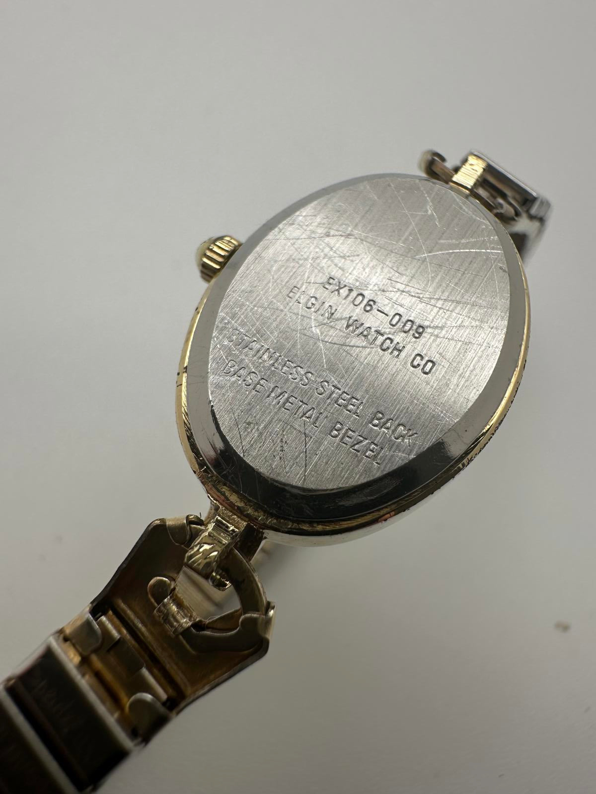 Vintage Elgin Women’s Quartz Watch Petite Gold Tone Stretch Band New Battery