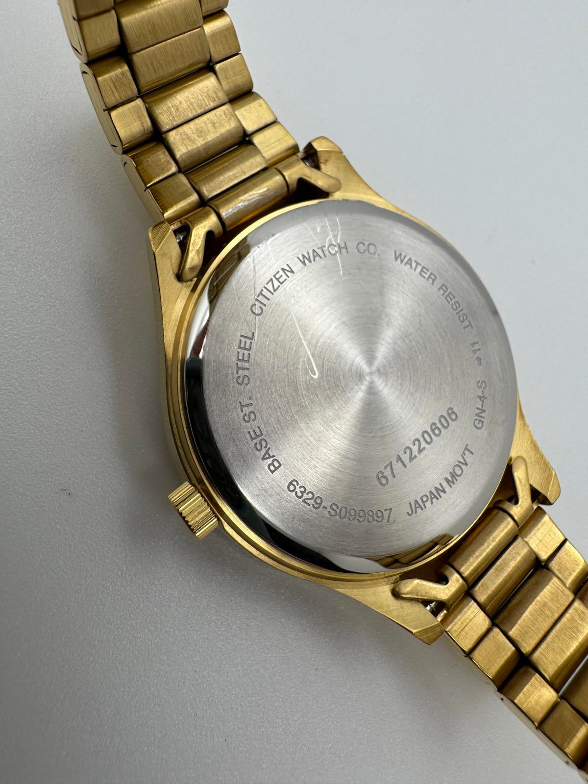 Citizen Gold Tone Crystal Bezel Multifunction Watch Mens 36mm