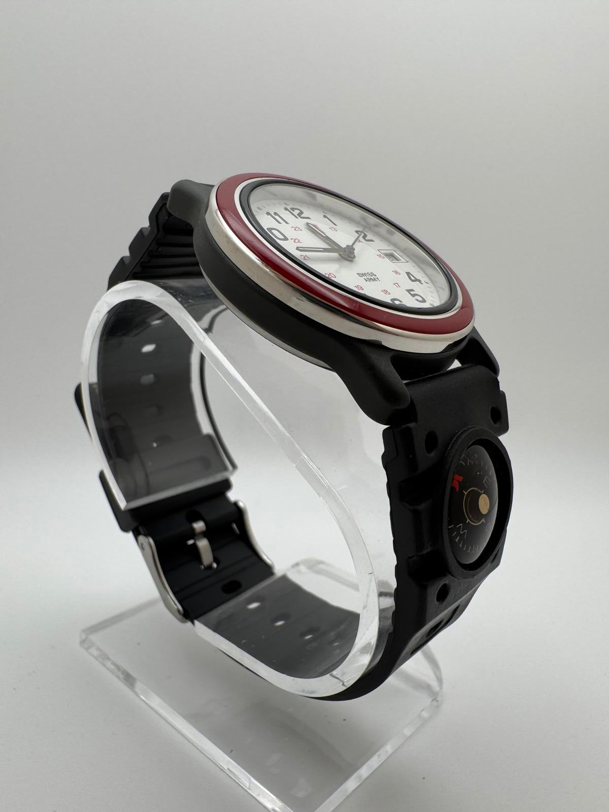 Swiss Army Brand Watch 36mm – White Dial, Date, Timex Indiglo Compass Band
