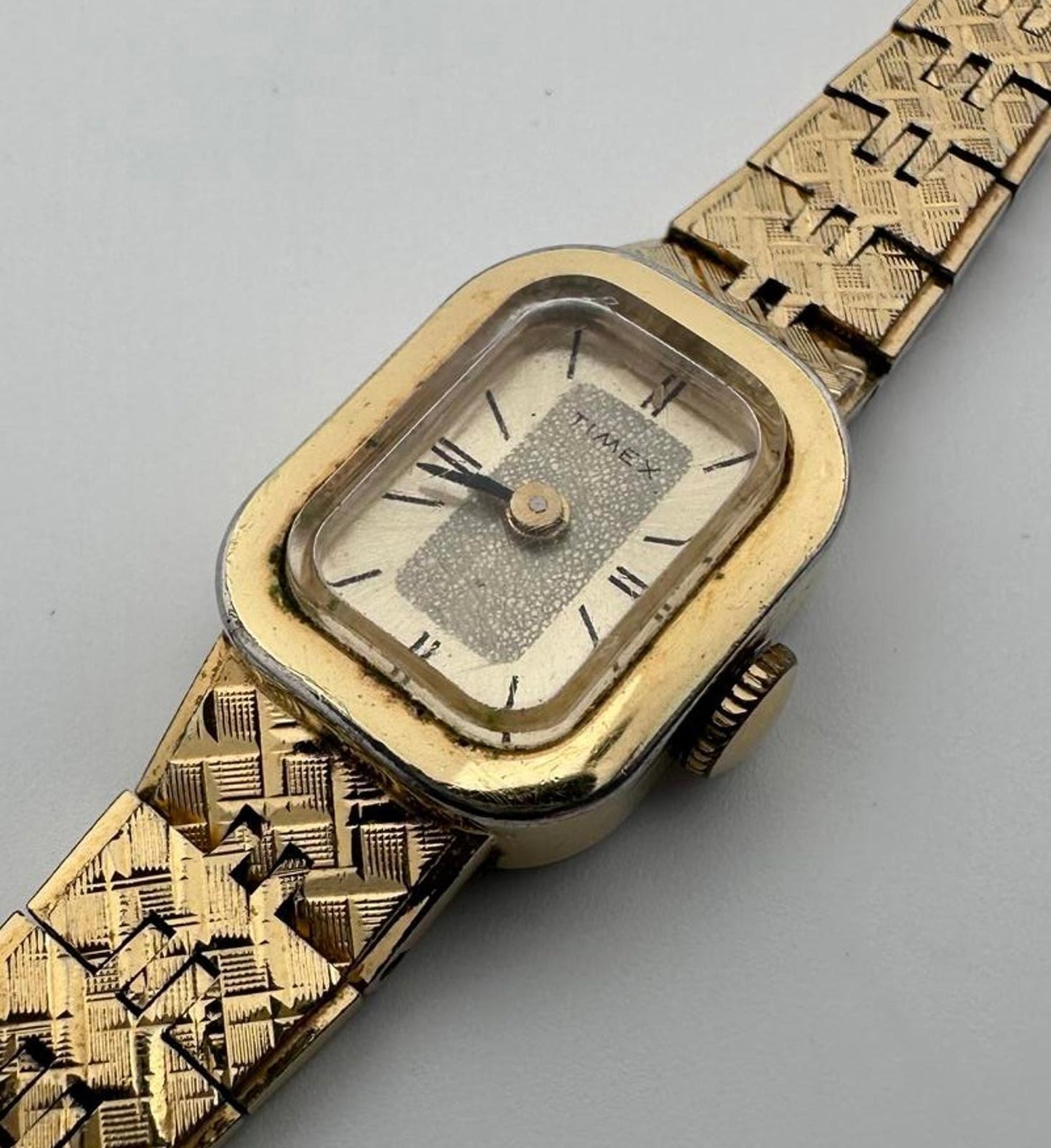 Timex Womens 15mm Gold Tone Automatic Vintage Rectangular Watch