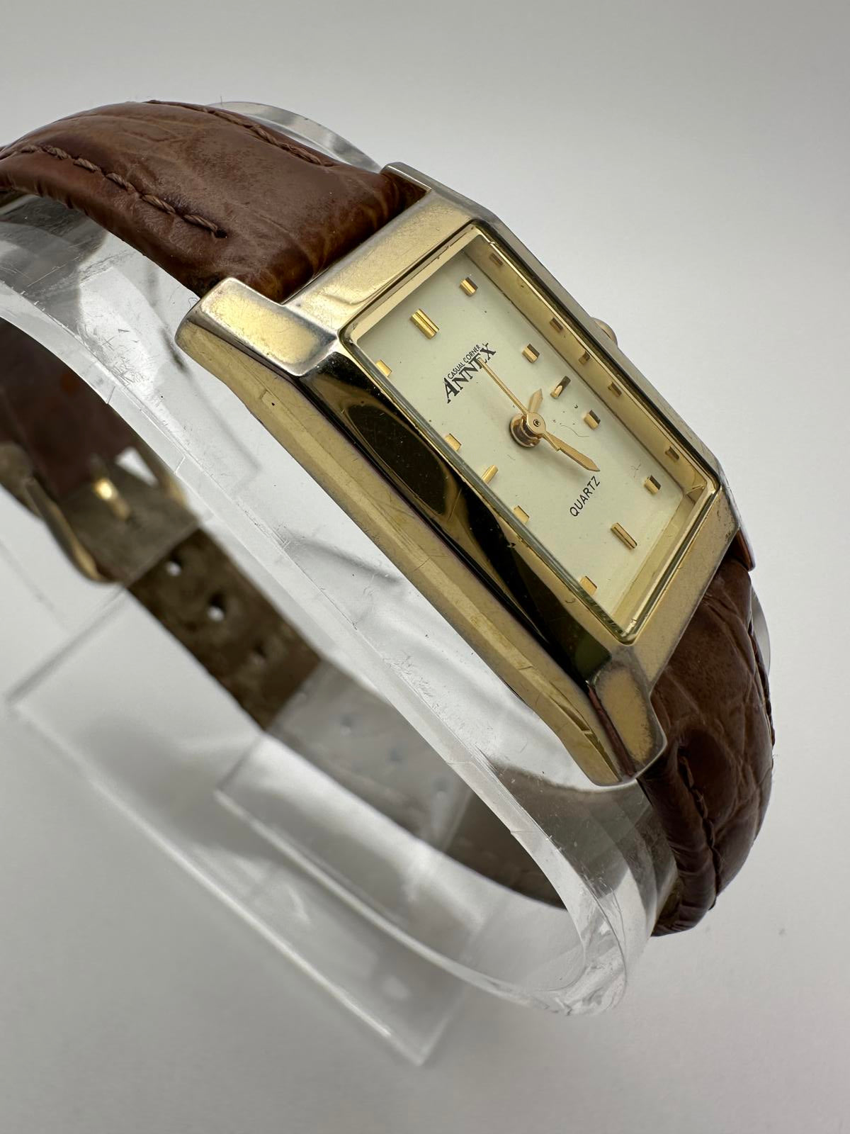 Vintage Annex Rectangular Gold Tone Women’s Watch Fresh Battery 18mm
