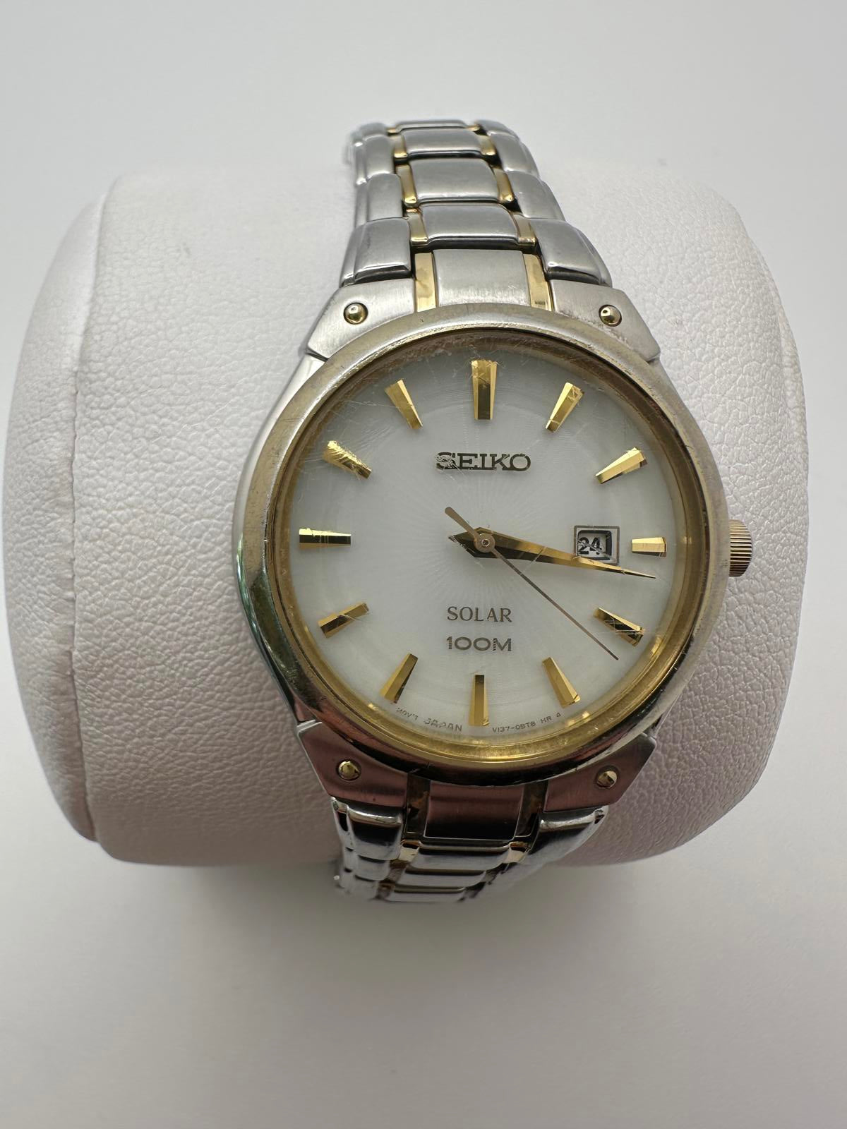 Seiko Women’s Solar Watch – 28mm, Two-Tone Stainless, Date, 100M WR