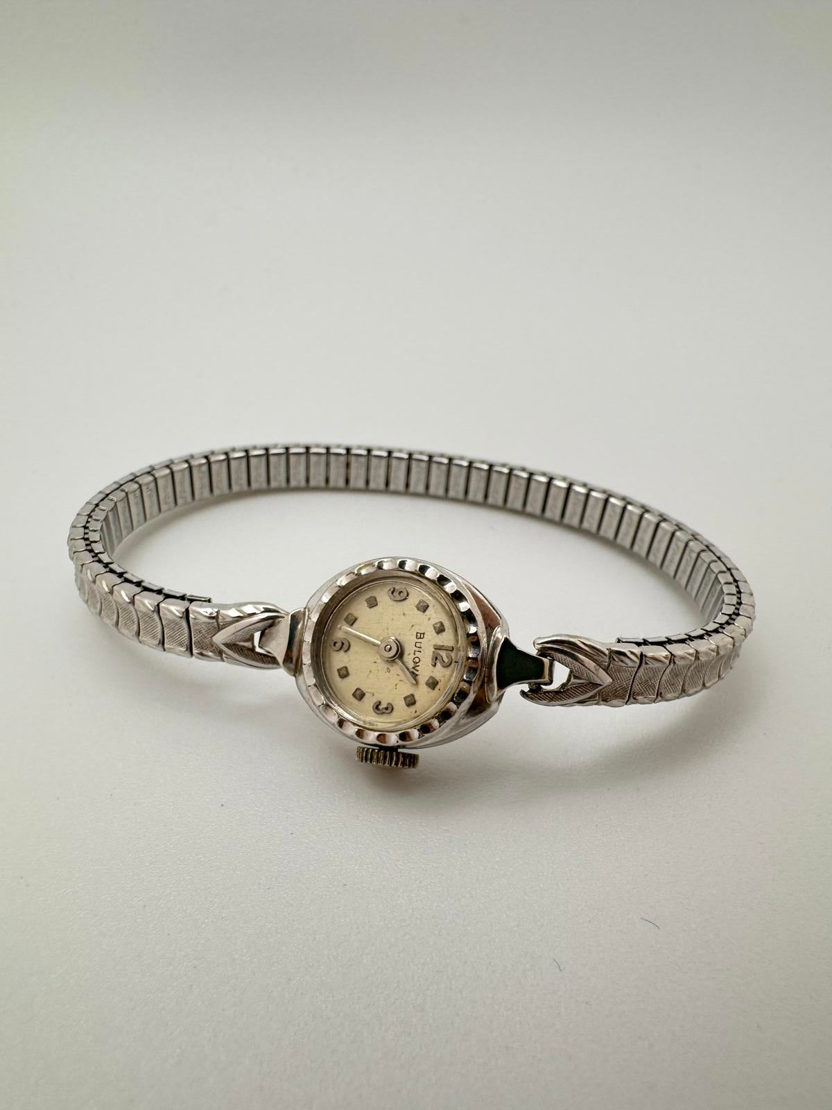 Vintage Bulova Women’s Mechanical Watch – Petite Silver, 10KT Rolled Gold Plate