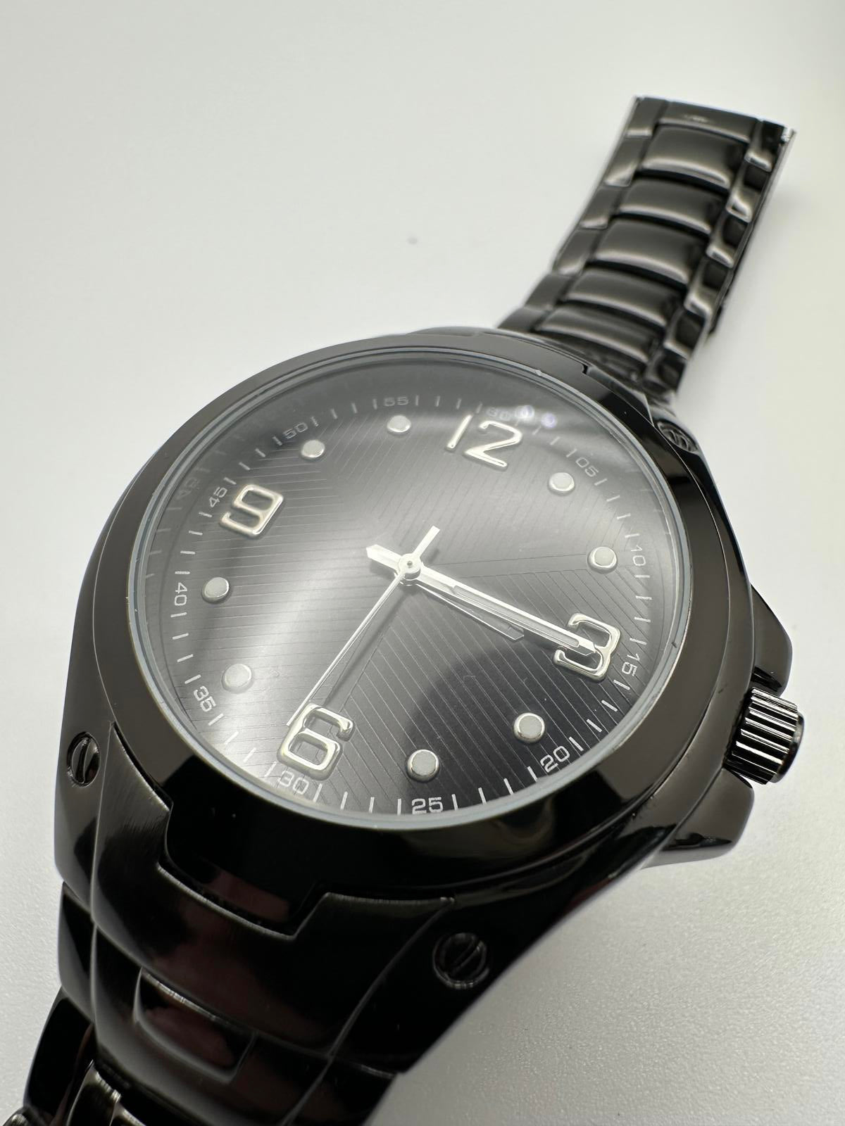 Men’s Black Quartz Watch Stainless Steel Band Japan Movement | Hole Watch Co