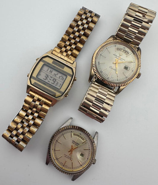 Vintage Seiko Digital Gruen Jules Jurgensen Watch Lot 3 Quartz Parts Repair