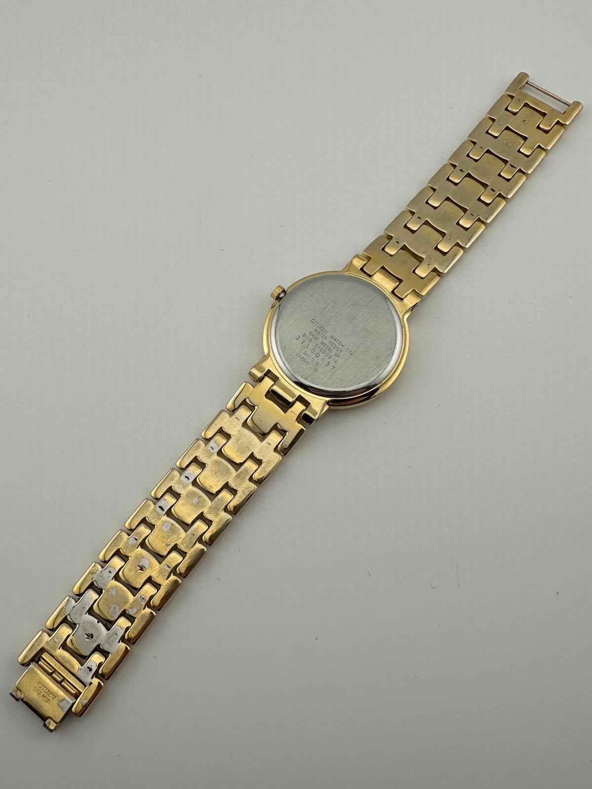 Vintage Citizen Elegance Gold Quartz Watch 33mm Date Japan