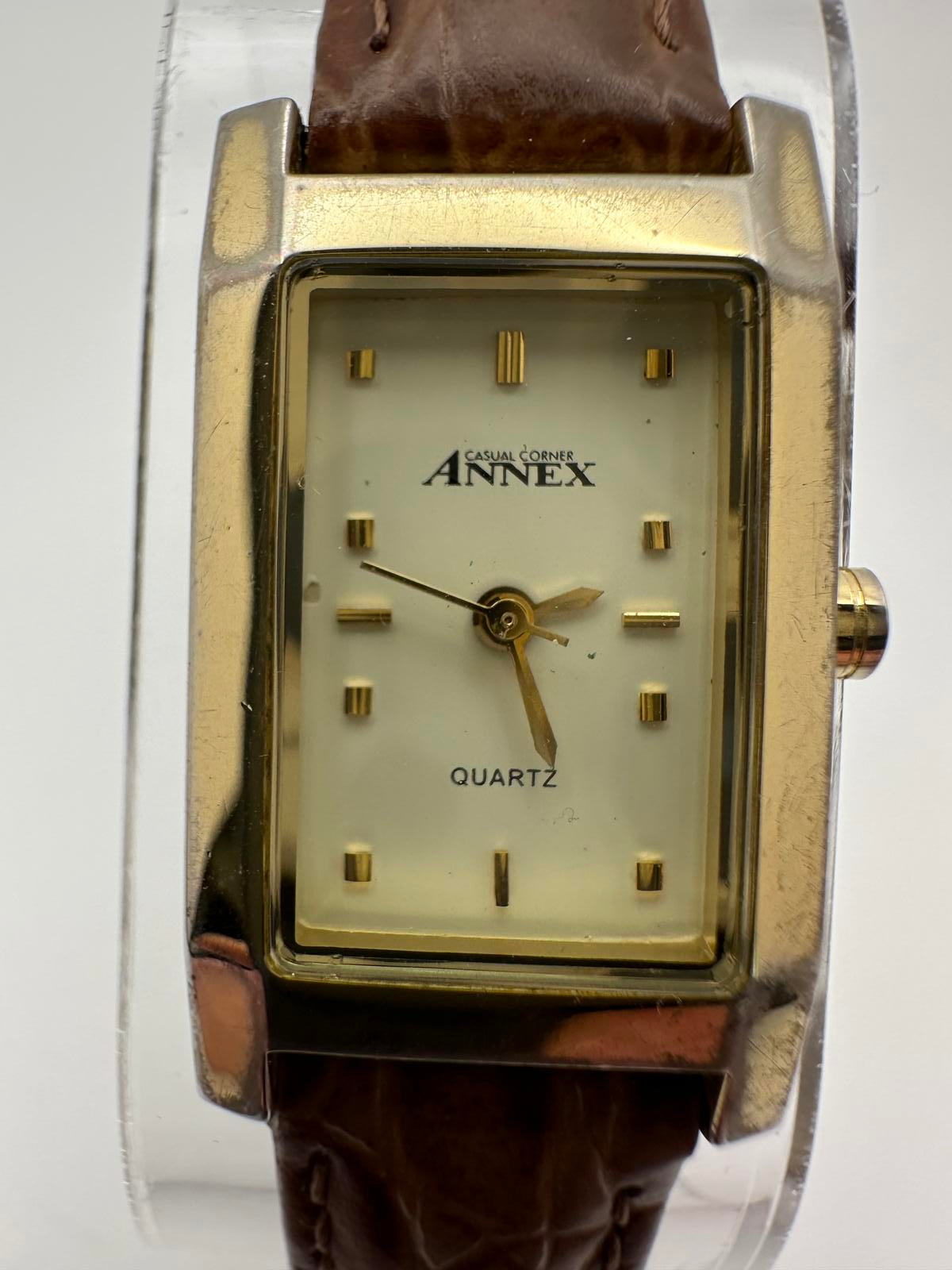 Vintage Annex Rectangular Gold Tone Women’s Watch Fresh Battery 18mm