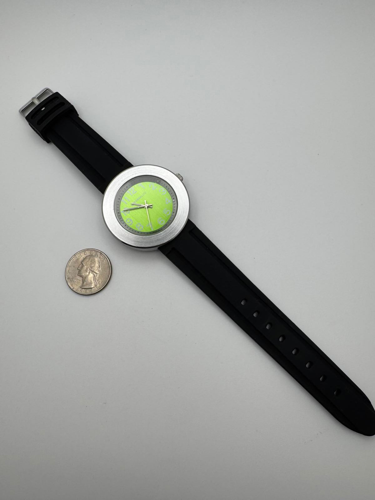 Herbalife Quartz Watch – 45 mm Green Dial, Black Band, Cleaned, New Battery