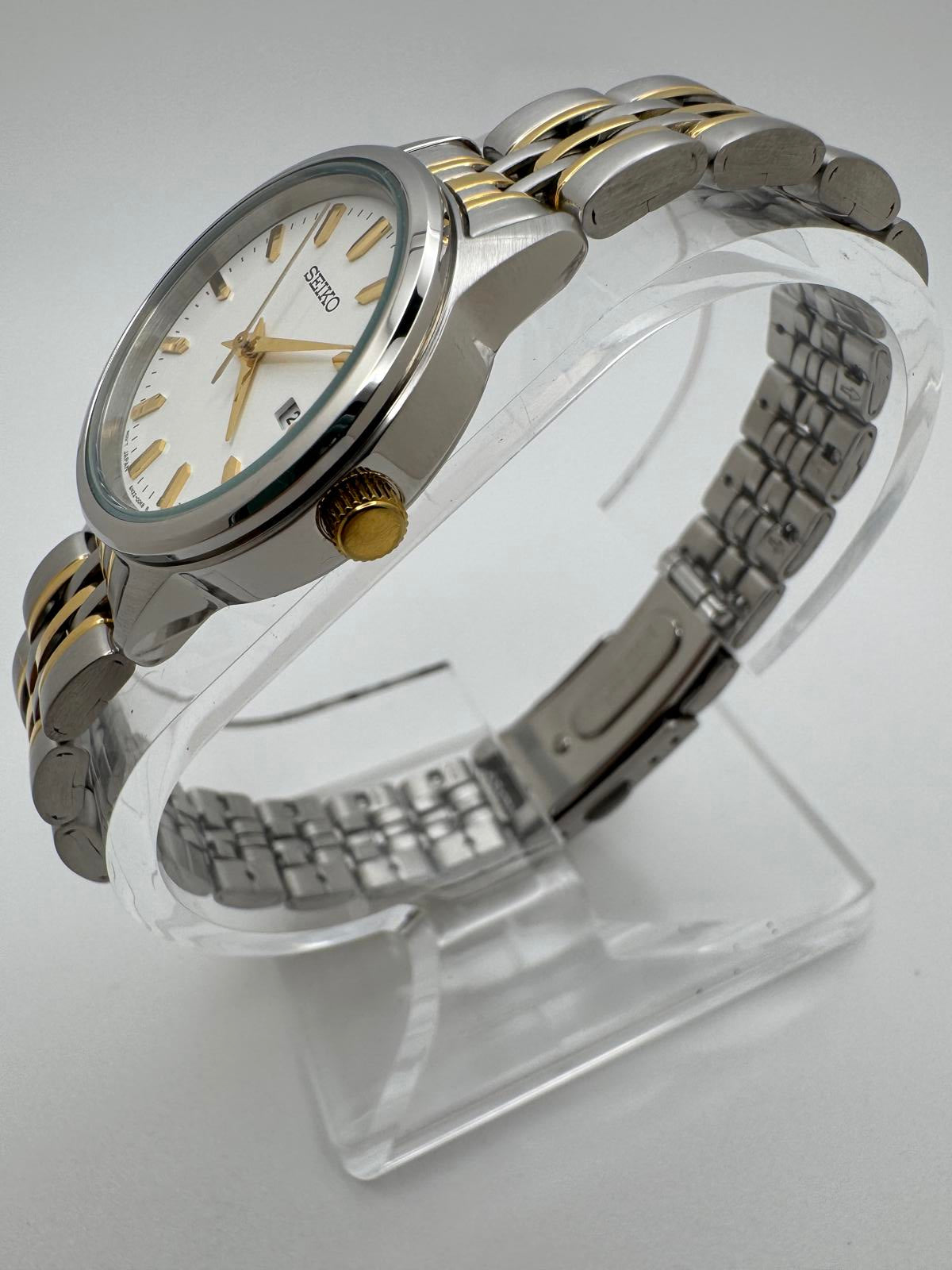 Seiko Two-Tone Stainless Steel Women’s Watch 29mm Japan Quartz Fresh Battery