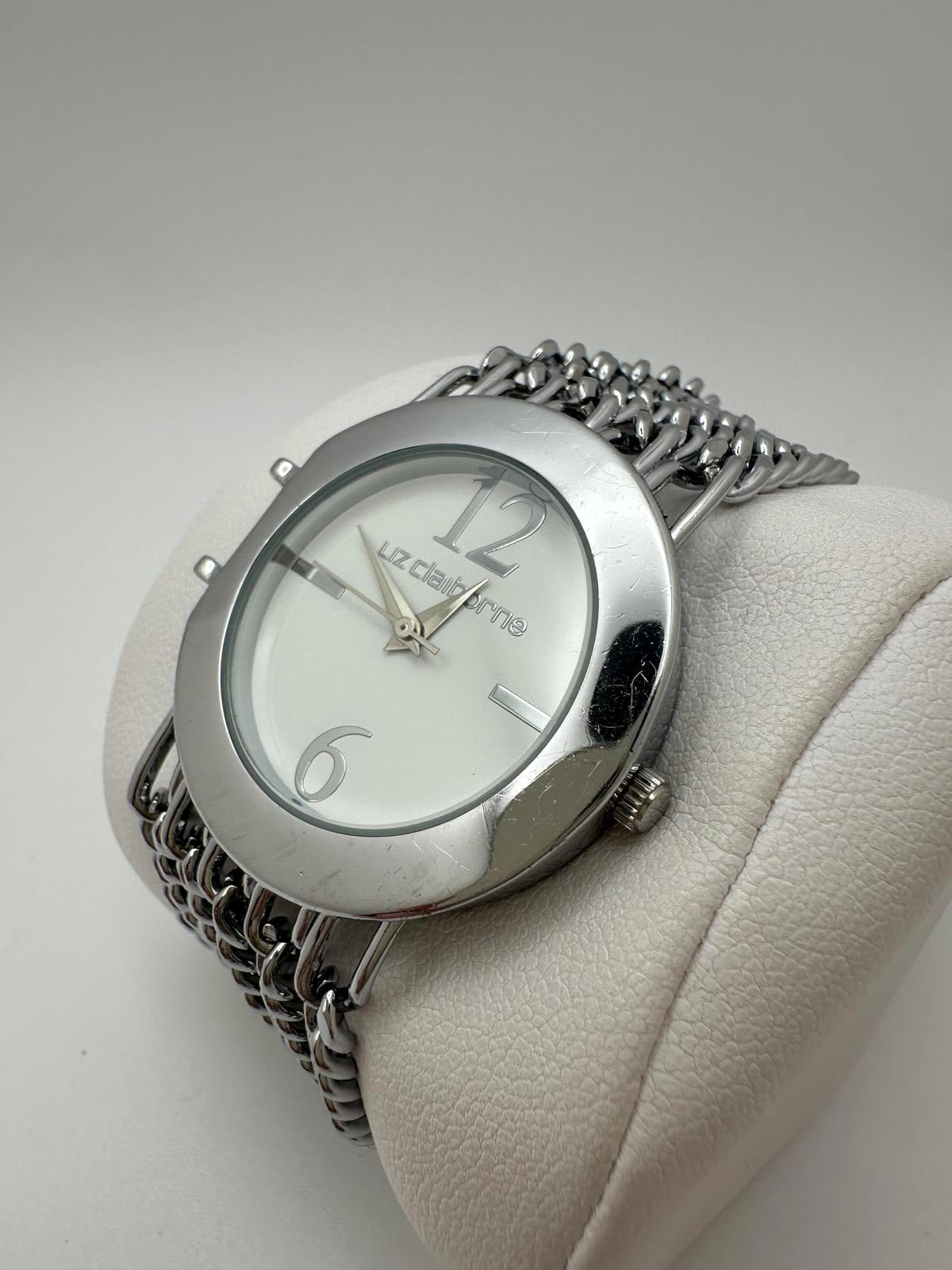 Liz Claiborne Women’s Quartz Watch Silver Chain Bracelet 34mm Runs Great