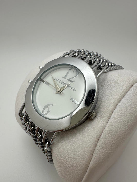 Liz Claiborne Women’s Quartz Watch Silver Chain Bracelet 34mm Runs Great
