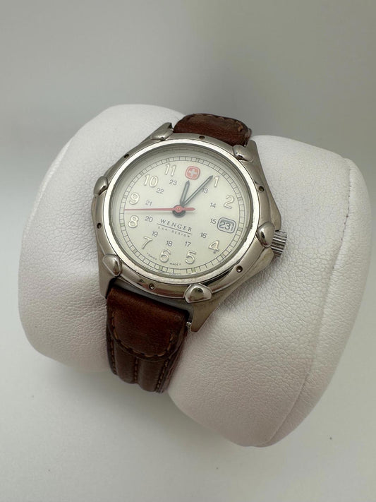 Vintage Wenger Swiss Military 30mm Women’s Field Watch Swiss Made Date Leather