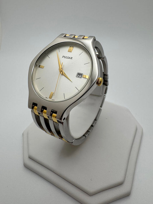 Vintage Pulsar Two-Tone Quartz Watch 35mm Silver/Gold Dress | Hole Watch Co