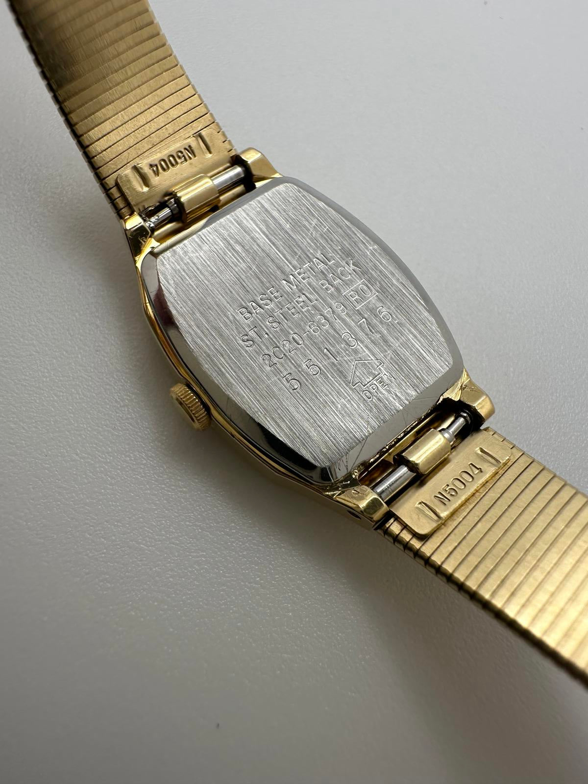 Seiko Quartz Gold-Tone Tank Watch – 16mm Vintage 1980s Japan, Fresh Battery