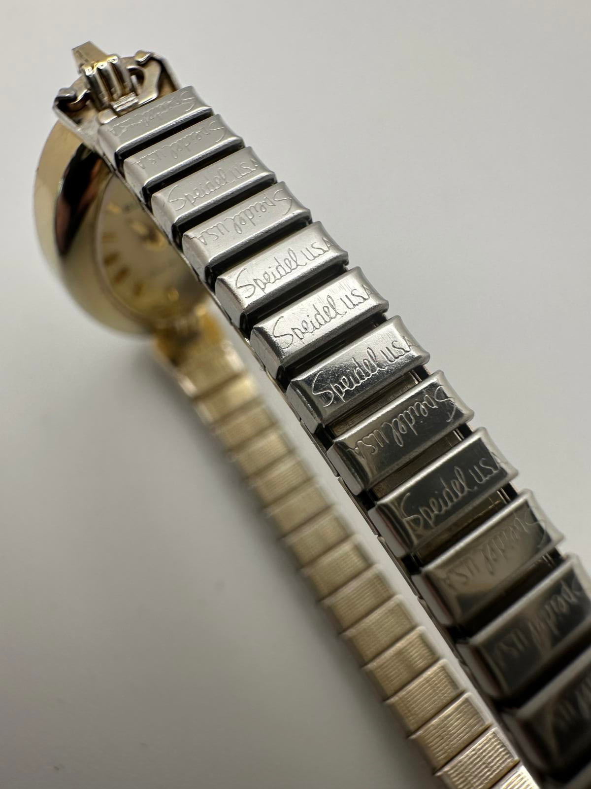 Vintage Elgin Women’s Quartz Watch Petite Gold Tone Stretch Band New Battery