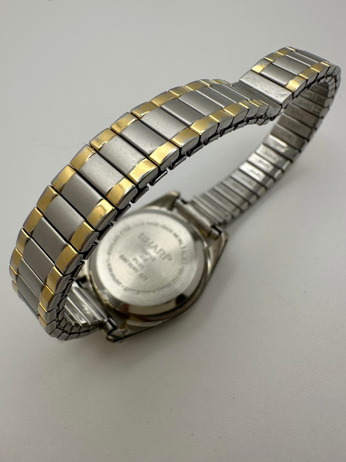 Vintage Sharp Women’s Quartz Watch 27mm Two-Tone Day Date Spanish/Eng