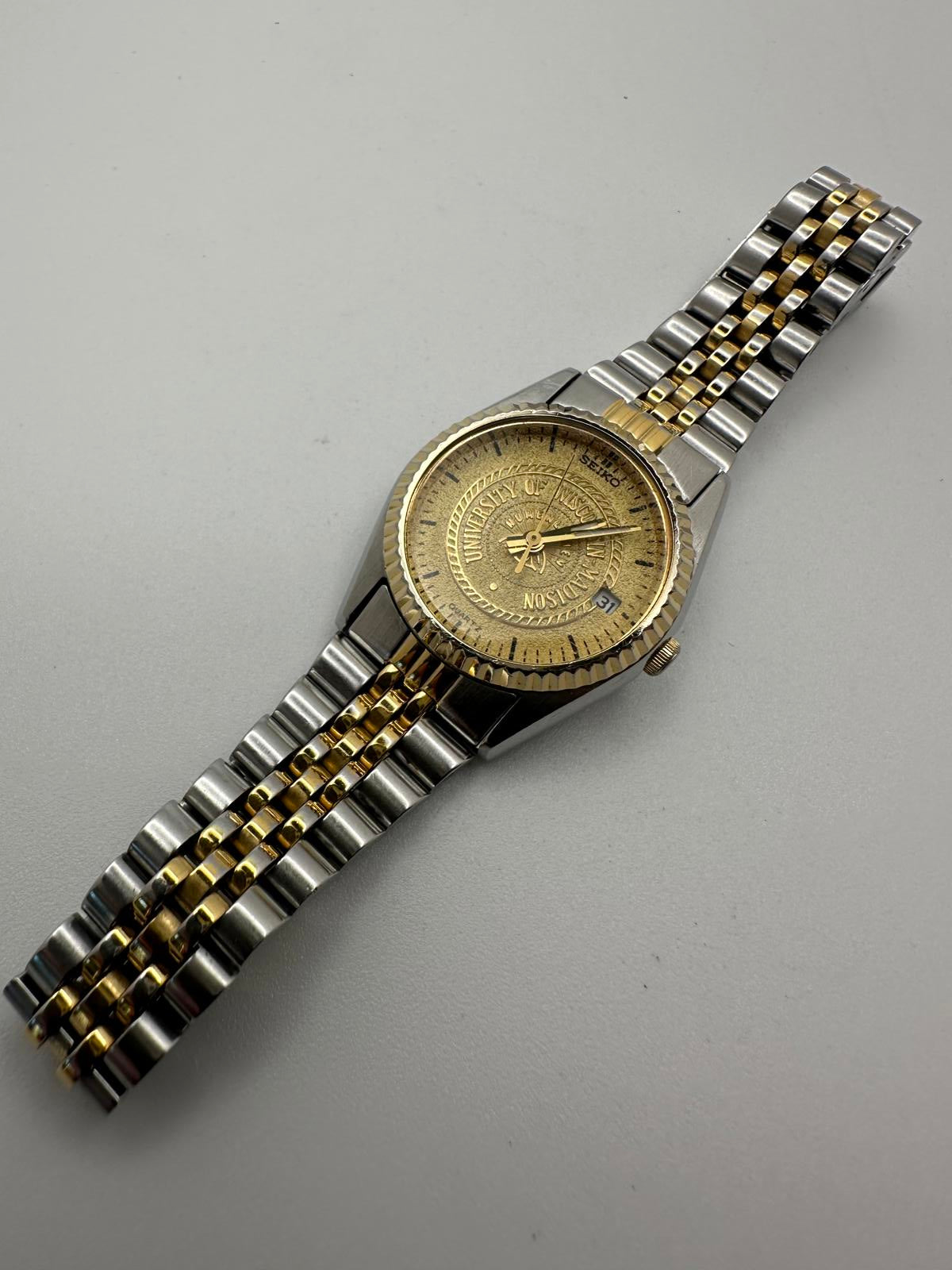 Vintage Seiko Women’s Quartz Watch University of Wisconsin Madison Gold 23mm