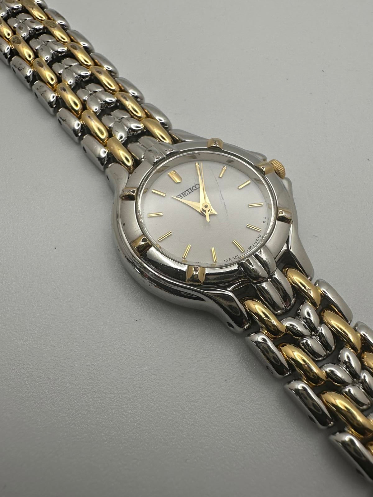 Vintage Seiko Women’s Quartz Watch 24mm Two Tone Silver Gold New Battery