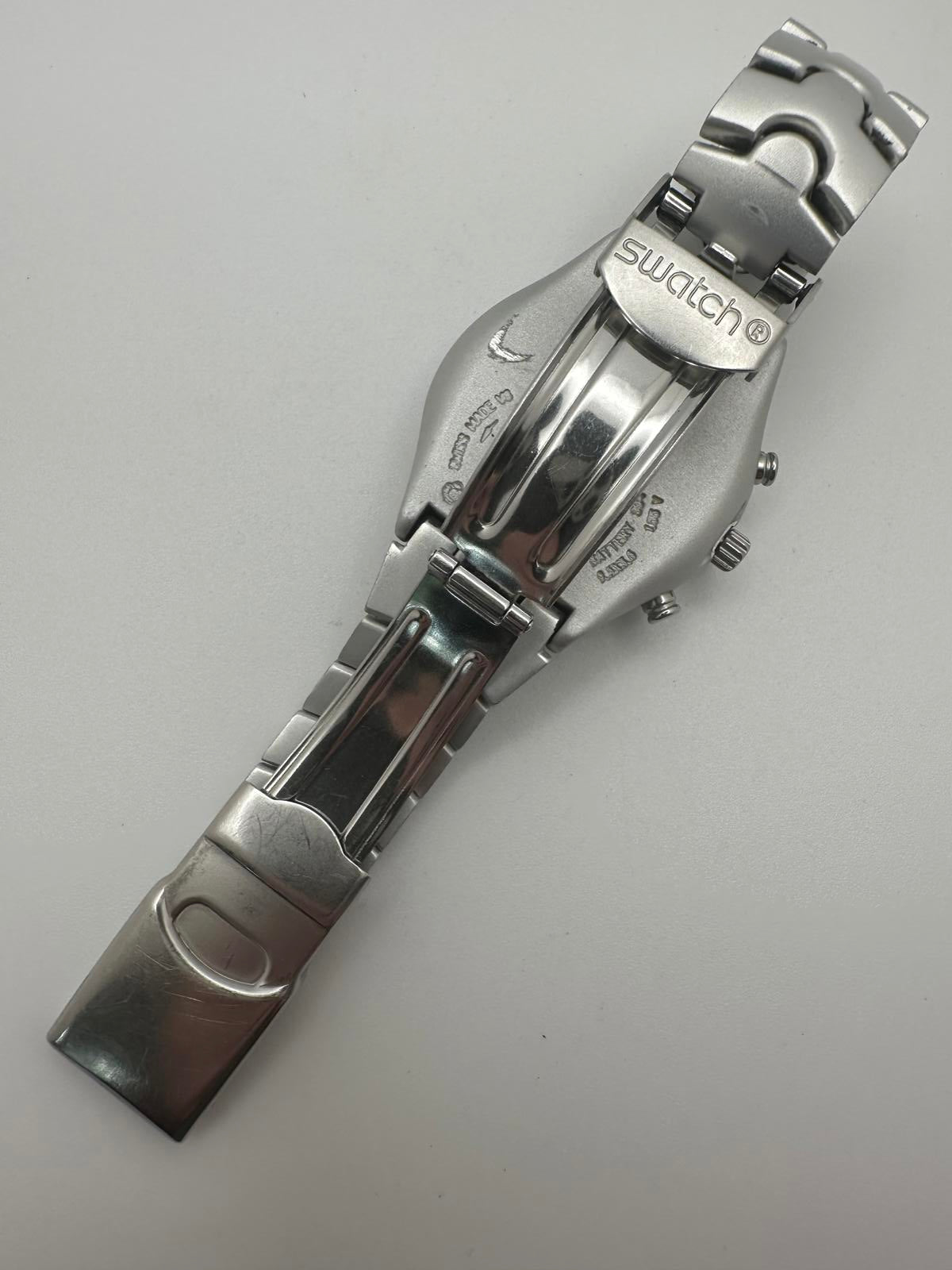 Vintage Swatch Mens Chronograph Watch 35mm Stainless Steel New Battery