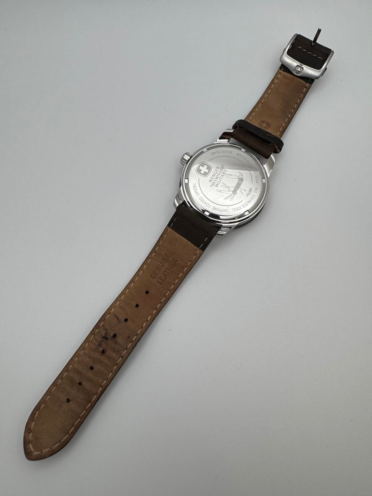 Wenger Swiss Military Watch – 44mm Black Dial, Rotating Bezel, Date, New Battery