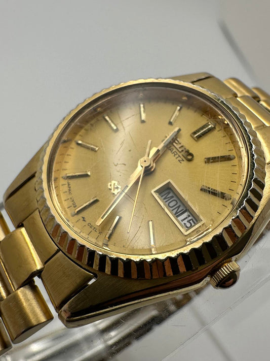 Vintage Seiko Women’s Quartz Gold Tone Watch 22mm Day Date