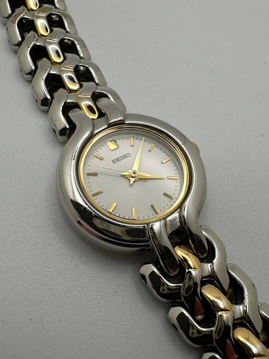 Vintage Seiko Women’s Two Tone Quartz Watch Gold Bezel, 21mm 1990s