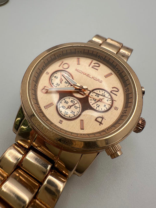 Michael Kors Rose Gold Chronograph-Style Watch – 37.5mm, Quartz, Fresh Battery
