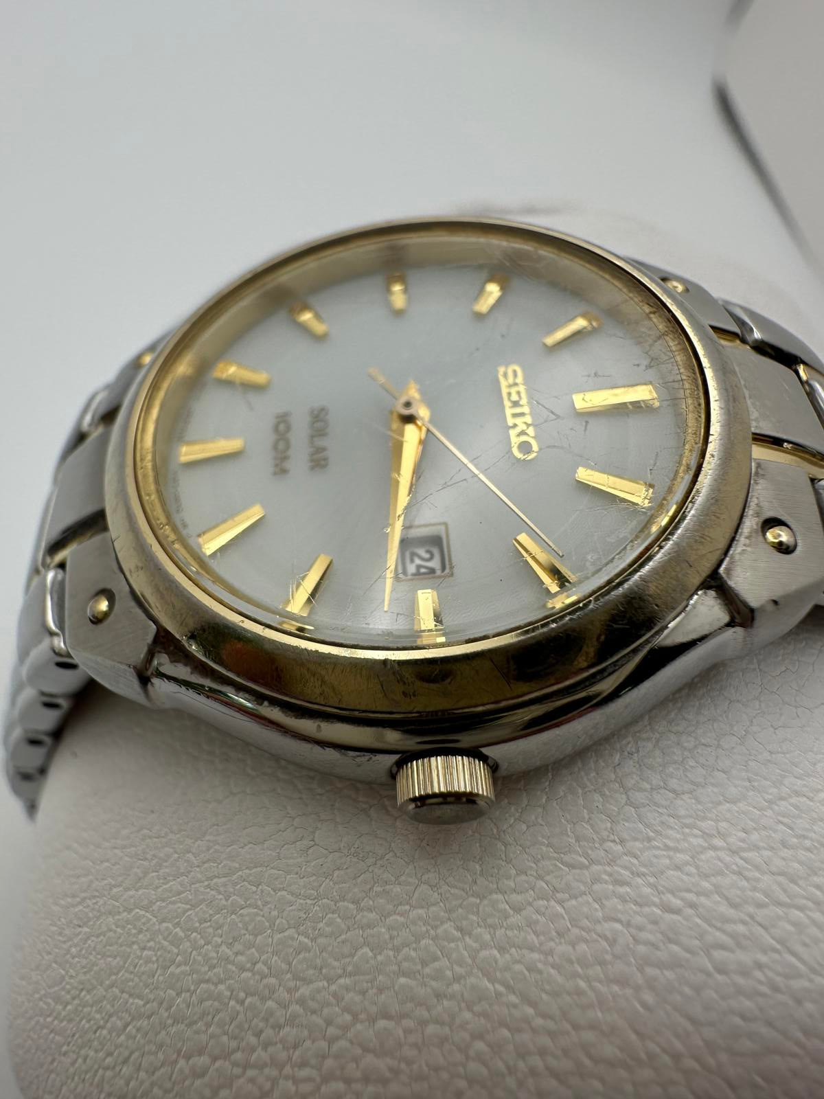 Seiko Women’s Solar Watch – 28mm, Two-Tone Stainless, Date, 100M WR