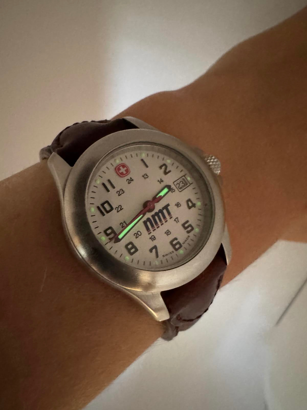 Wenger Swiss Made Women’s Watch 27mm Date White Dial Brown Leather Strap