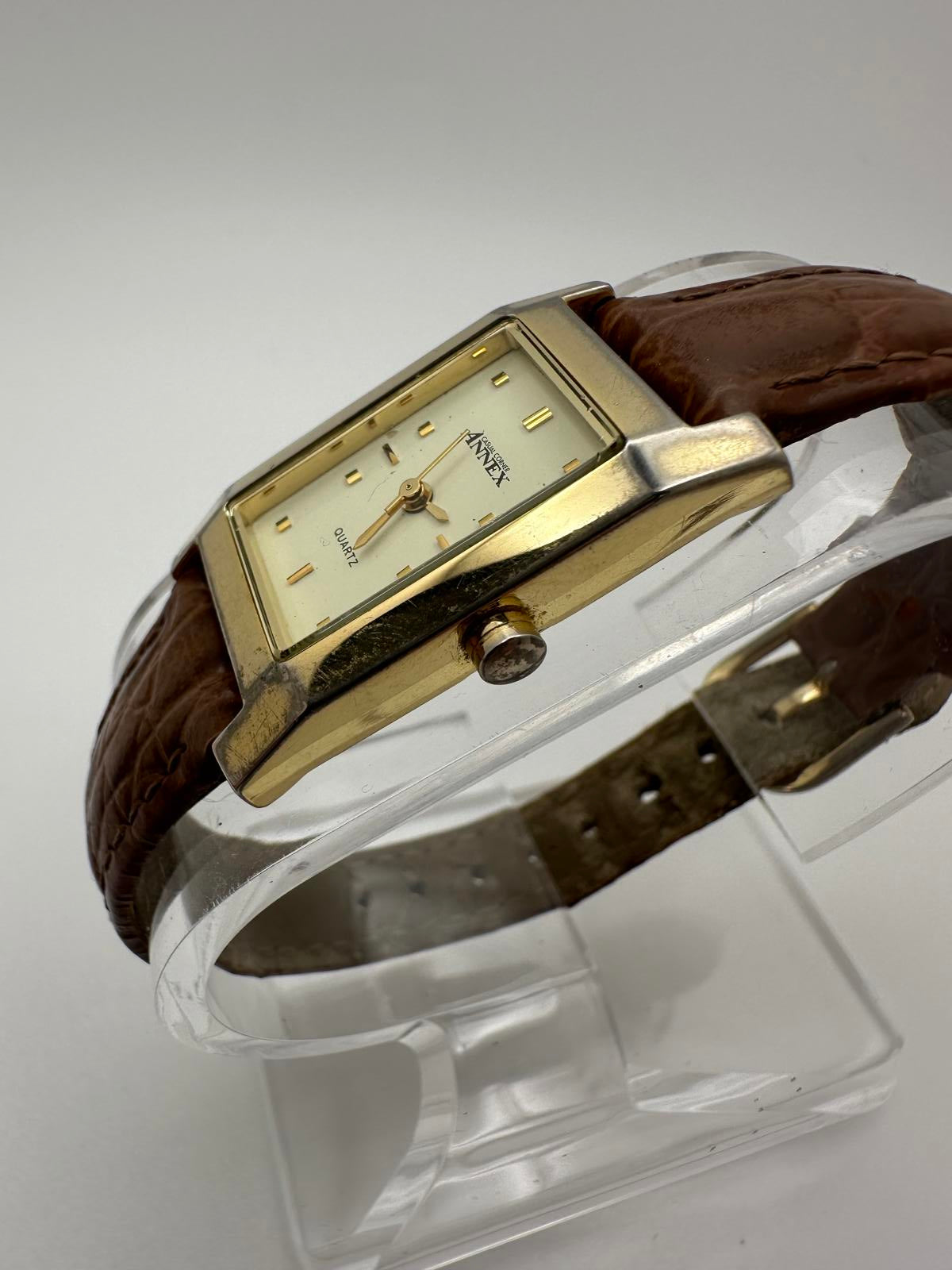 Vintage Annex Rectangular Gold Tone Women’s Watch Fresh Battery 18mm