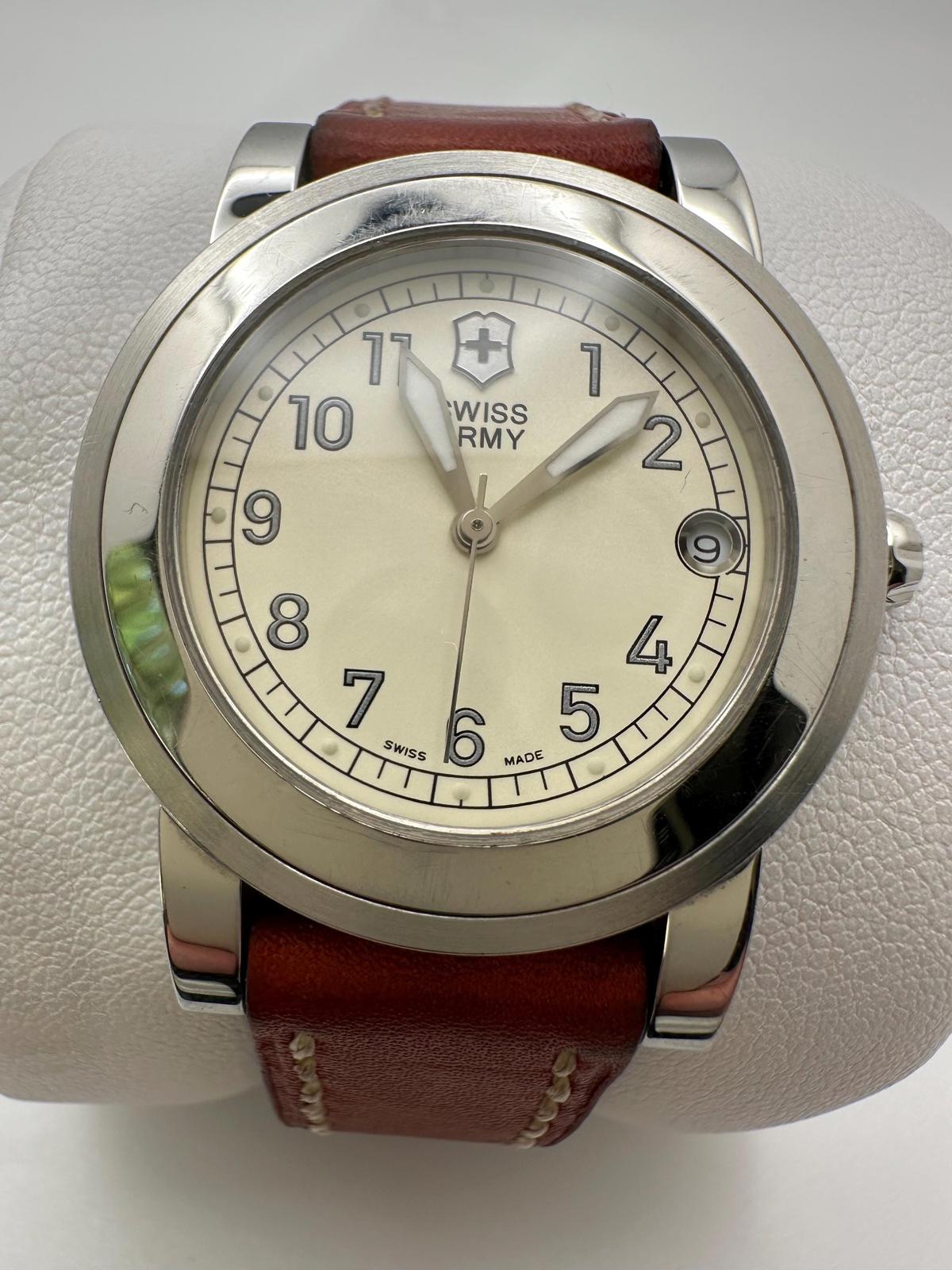 Victorinox Swiss Army Stainless Steel Watch – 32mm w/ Date – Sapphire Crystal – Leather Strap