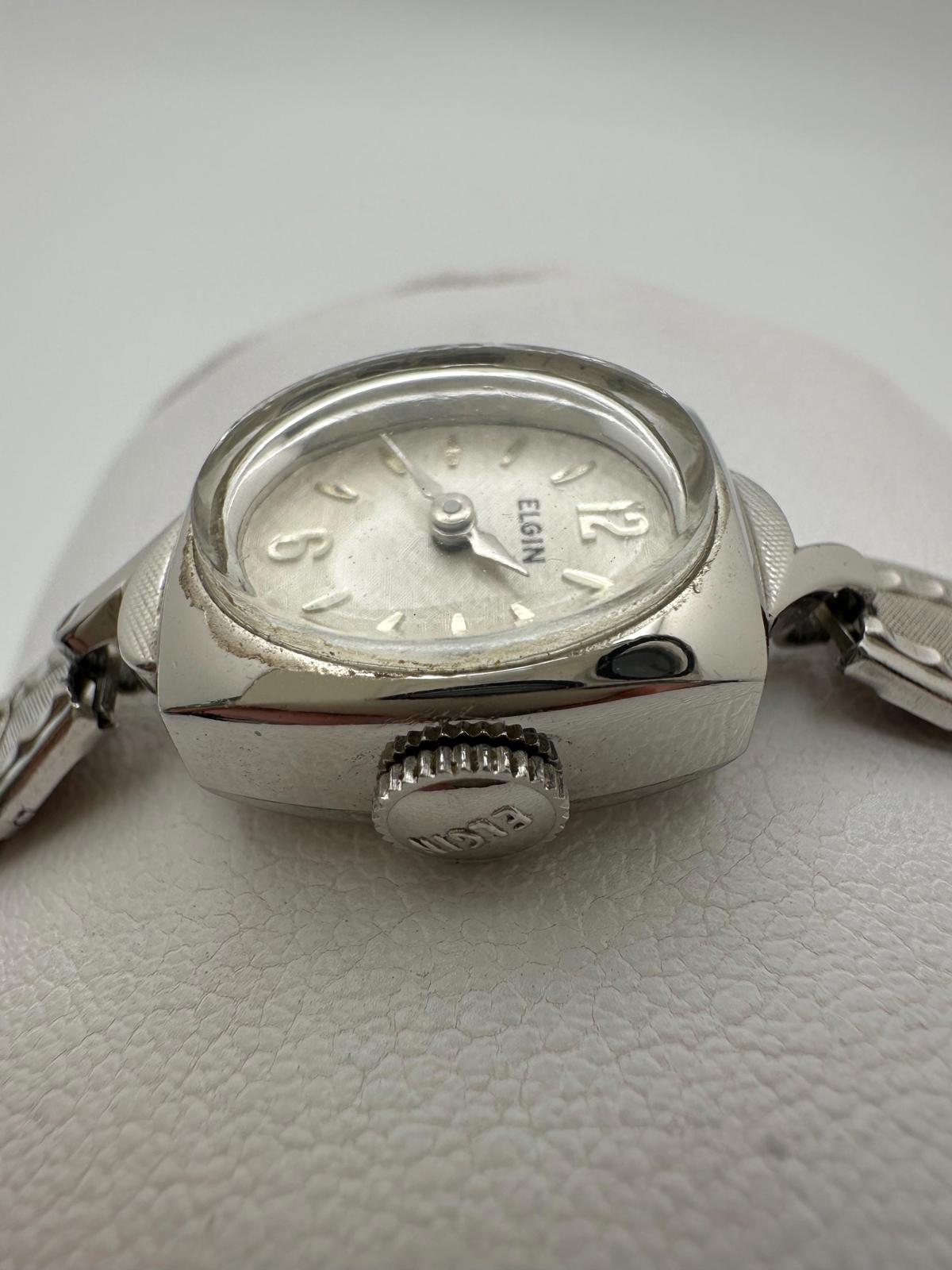 Vintage Elgin Womens Watch 10K RGP Bezel Manual Wind Textured Dial Admiral Band