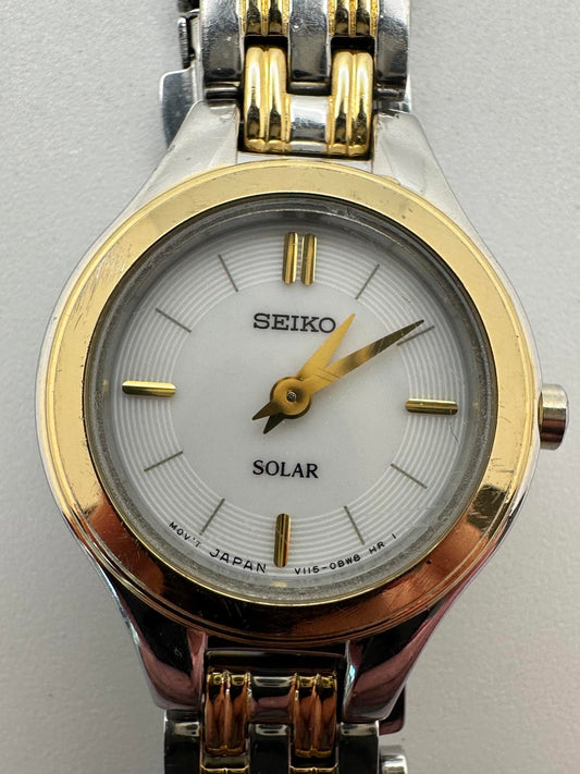 Seiko Solar Women’s Two Tone Watch 22mm Gold Silver Bracelet