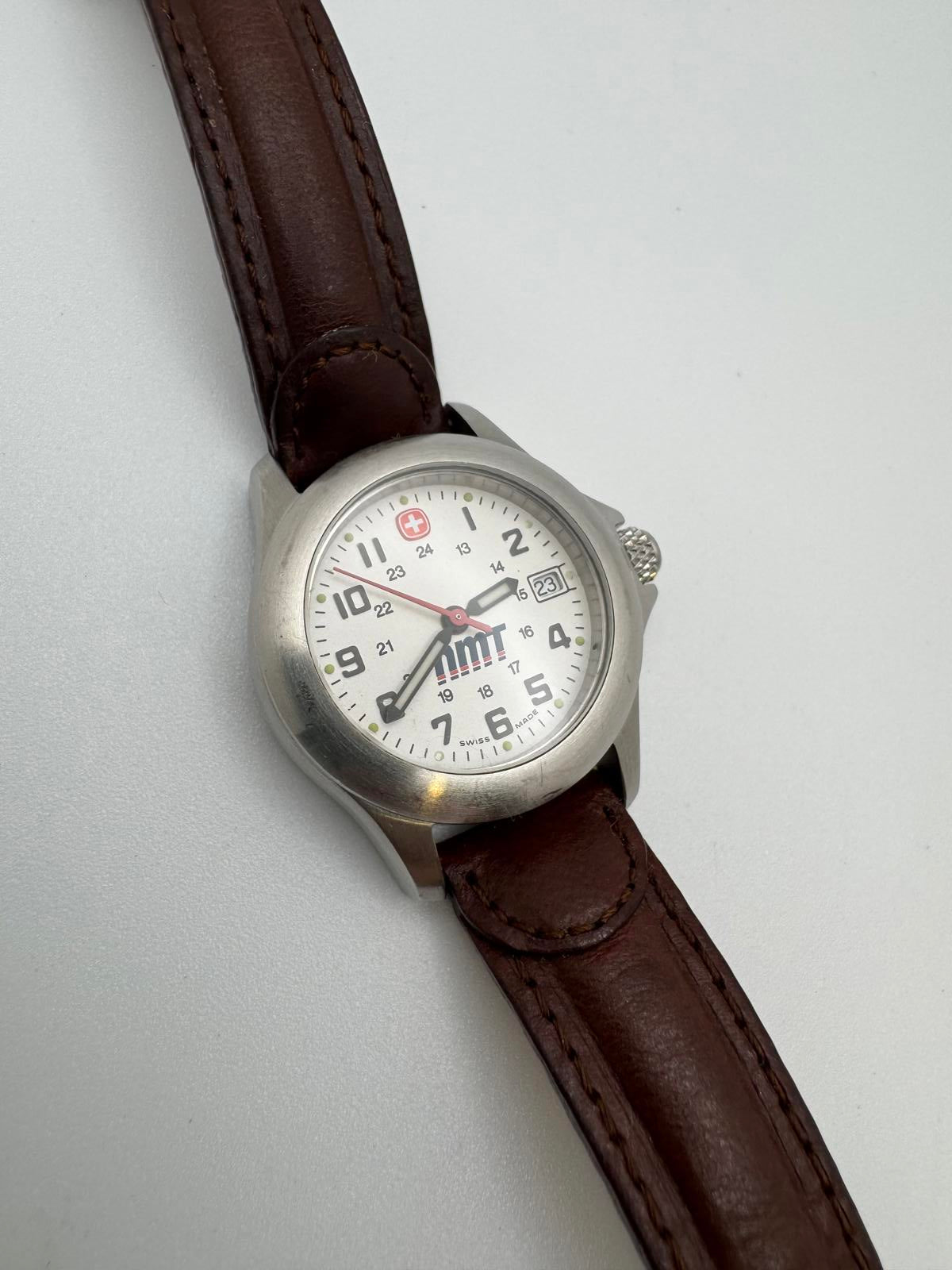 Wenger Swiss Made Women’s Watch 27mm Date White Dial Brown Leather Strap