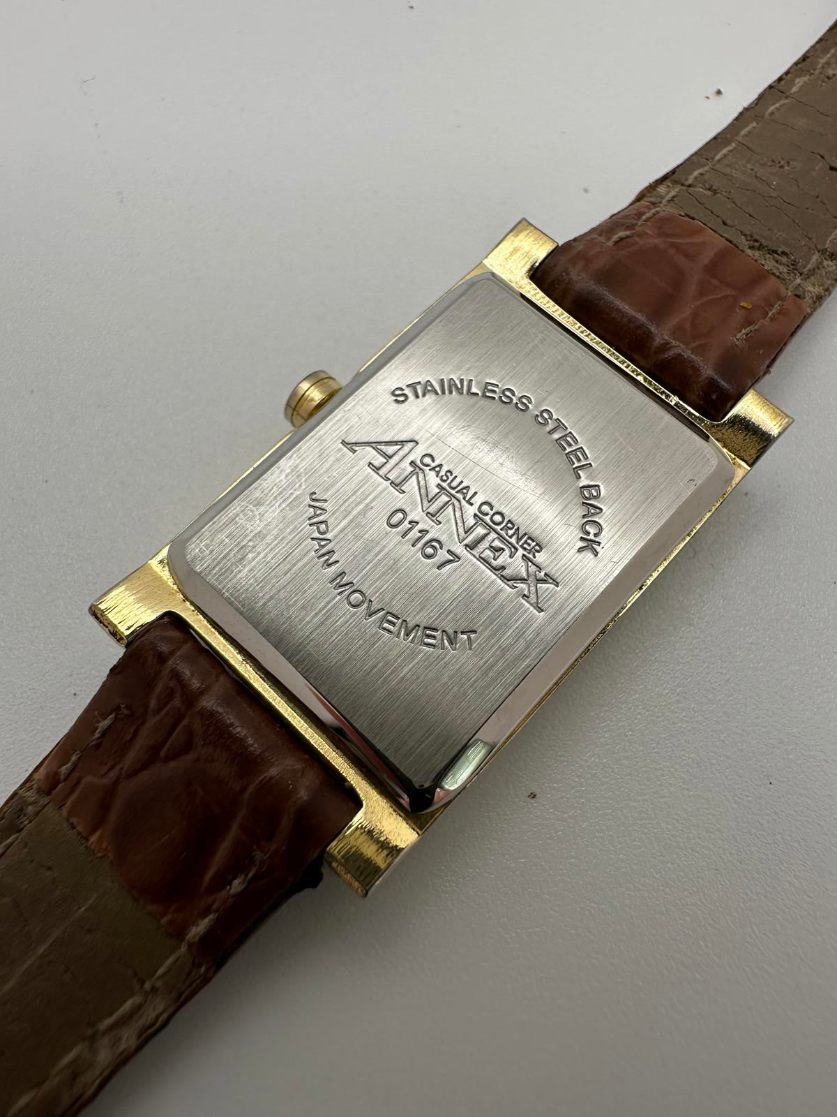 Vintage Annex Rectangular Gold Tone Women’s Watch Fresh Battery 18mm