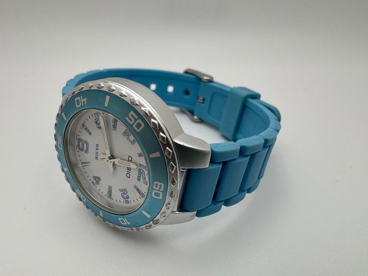 Casio Women’s 32mm Blue Sport Watch – New Battery, WR 50M, LTP-1331, Aluminum Stainless Steel Back