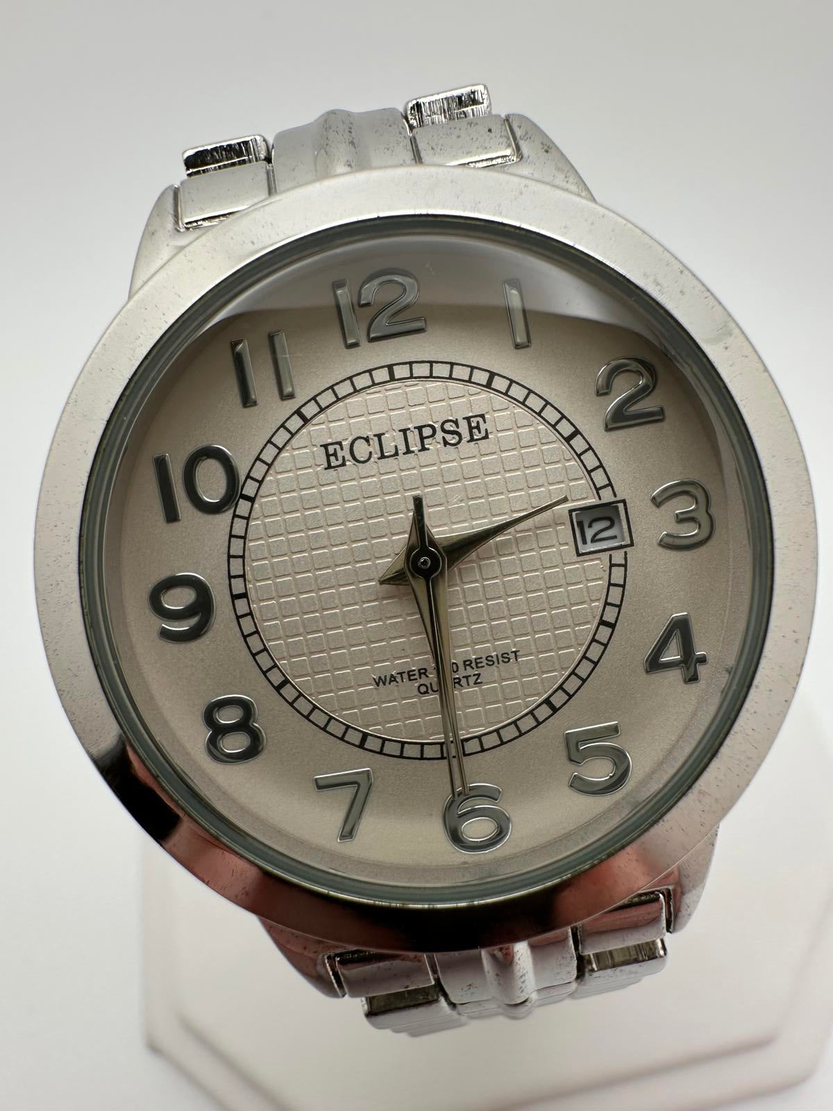 Eclipse Women’s Silver Watch 30mm – Fresh Battery, Date Window, Runs Great