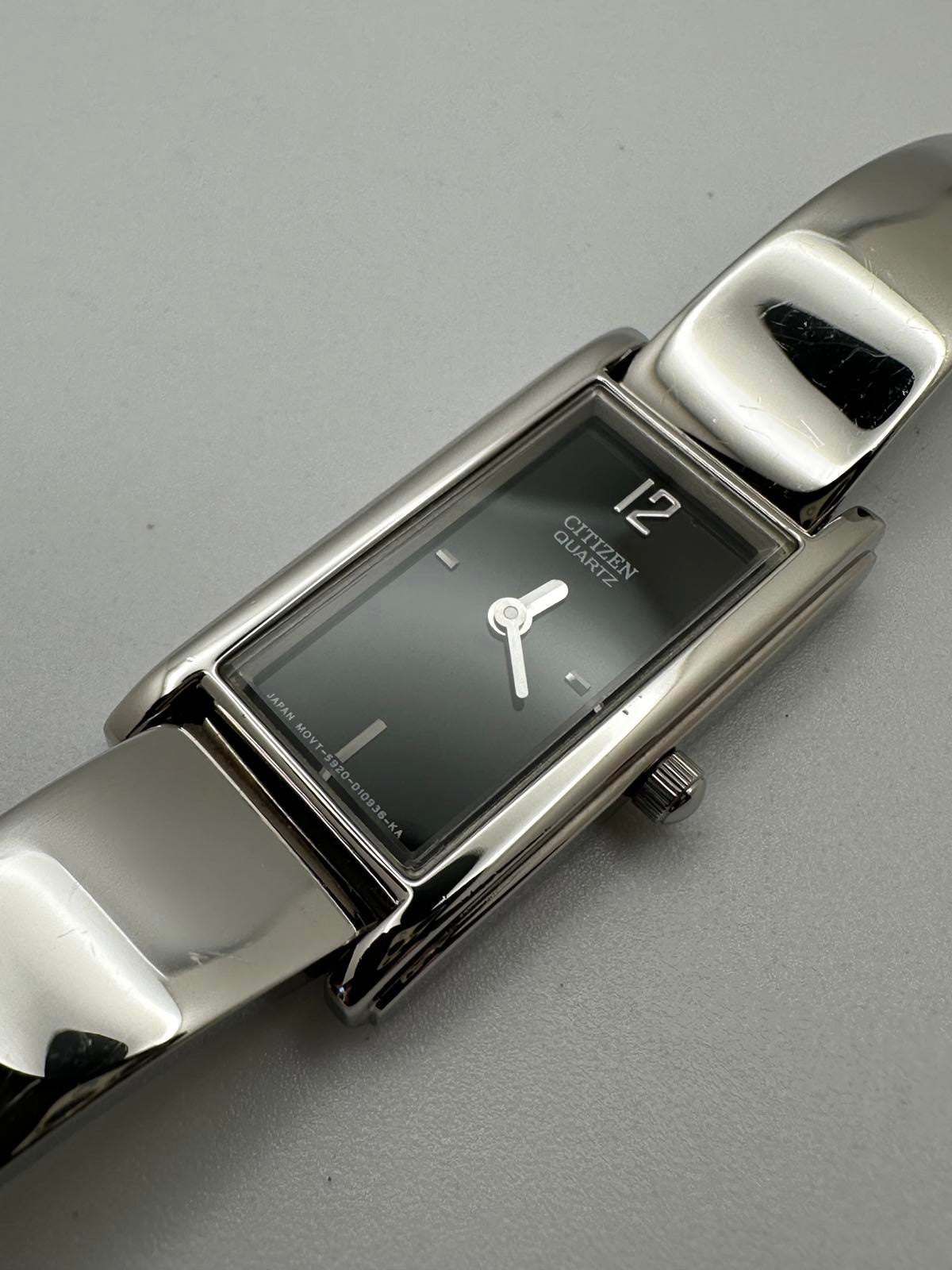 Citizen Women’s Rectangular Quartz Watch 17mm Silver Tone Vintage Minimal