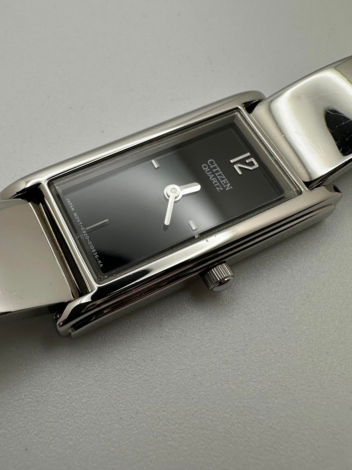 Citizen Women’s Rectangular Quartz Watch 17mm Silver Tone Vintage Minimal