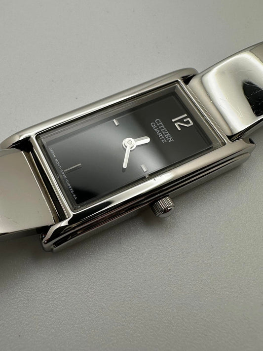 Citizen Women’s Rectangular Quartz Watch 17mm Silver Tone Vintage Minimal