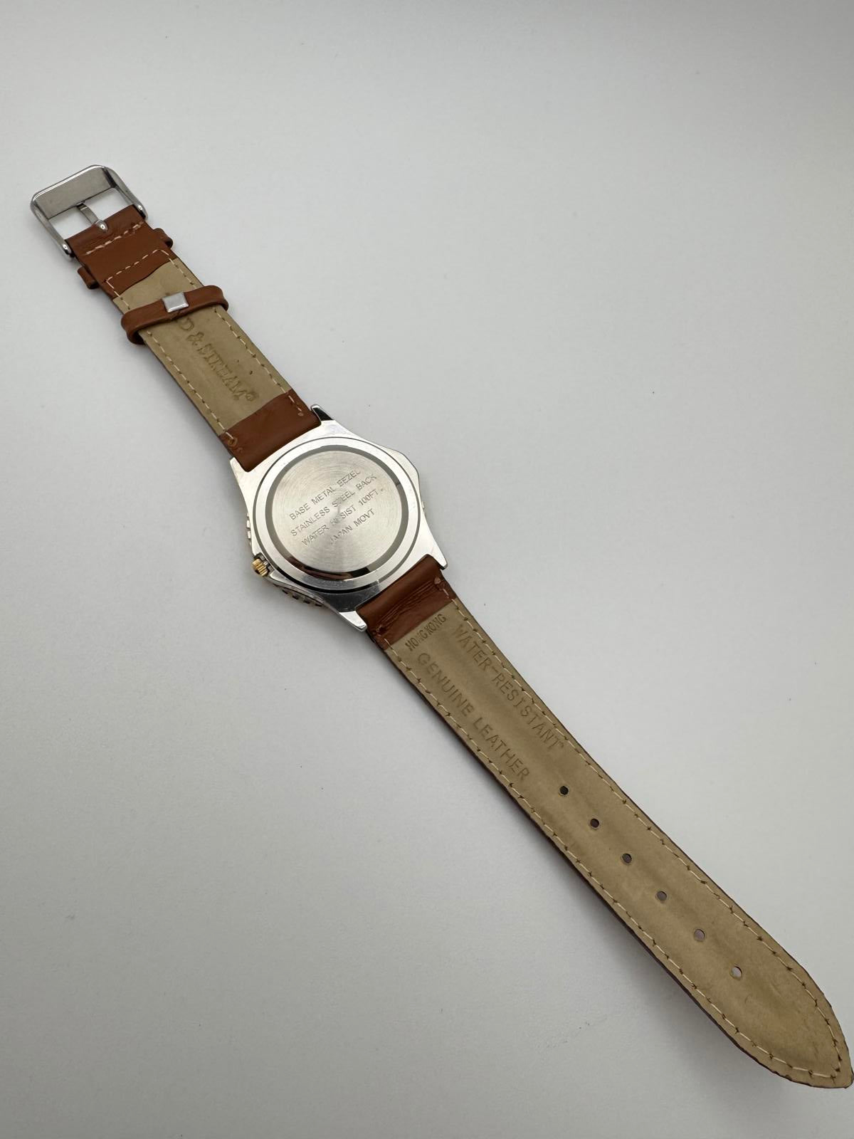 Cole Hearst Quartz Watch – 40 mm Two-Tone Bezel, Brown Leather, Box, New Battery