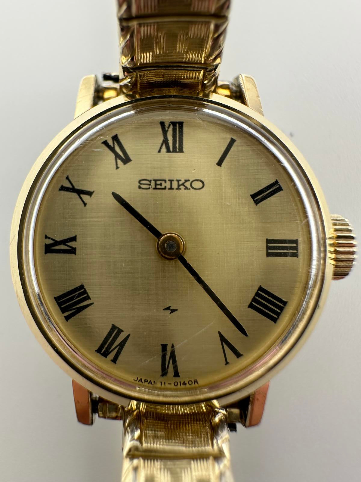 Vintage Seiko Women’s Automatic Watch Gold Roman Dial Petite 1970s