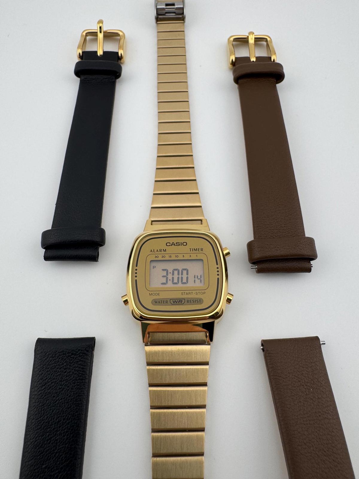 Casio Gold Vintage Digital Watch Original Bracelet Box Papers Optional Leather