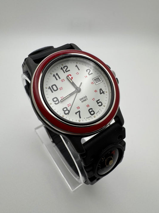 Swiss Army Brand Watch 36mm – White Dial, Date, Timex Indiglo Compass Band