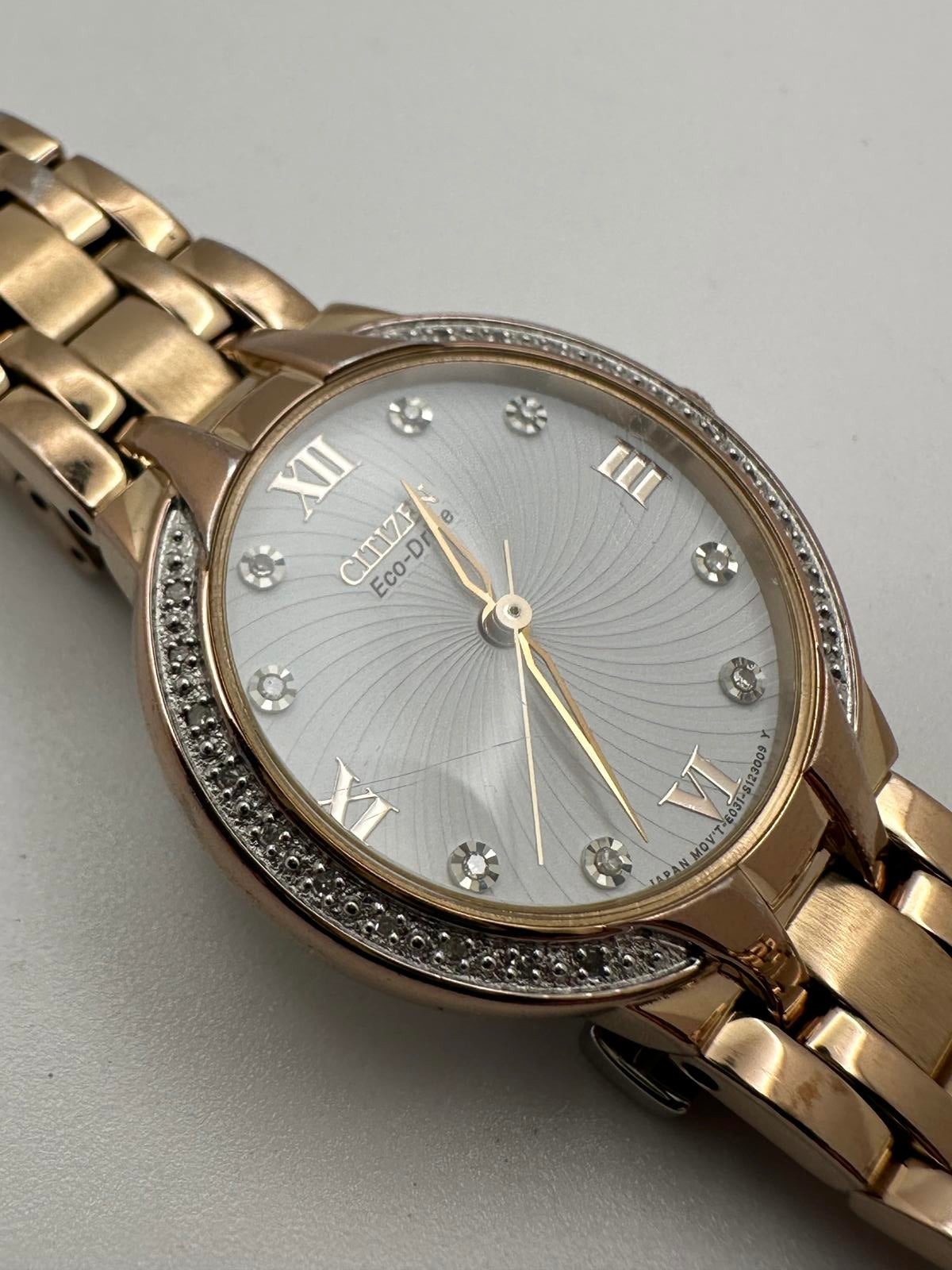 Citizen Eco-Drive Women’s Rose Gold Watch • 29mm • Solar Quartz • Crystal Dial